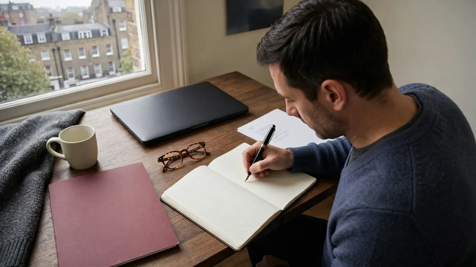 Reviewer auditing casino terms at a London desk