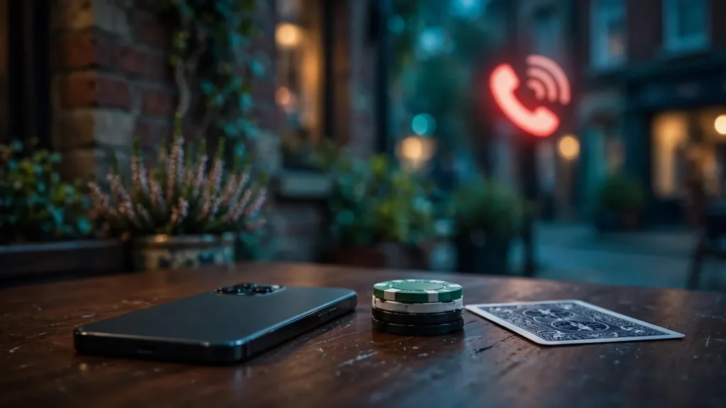 Face-down smartphone beside casino chips suggesting anonymous online withdrawal in the UK